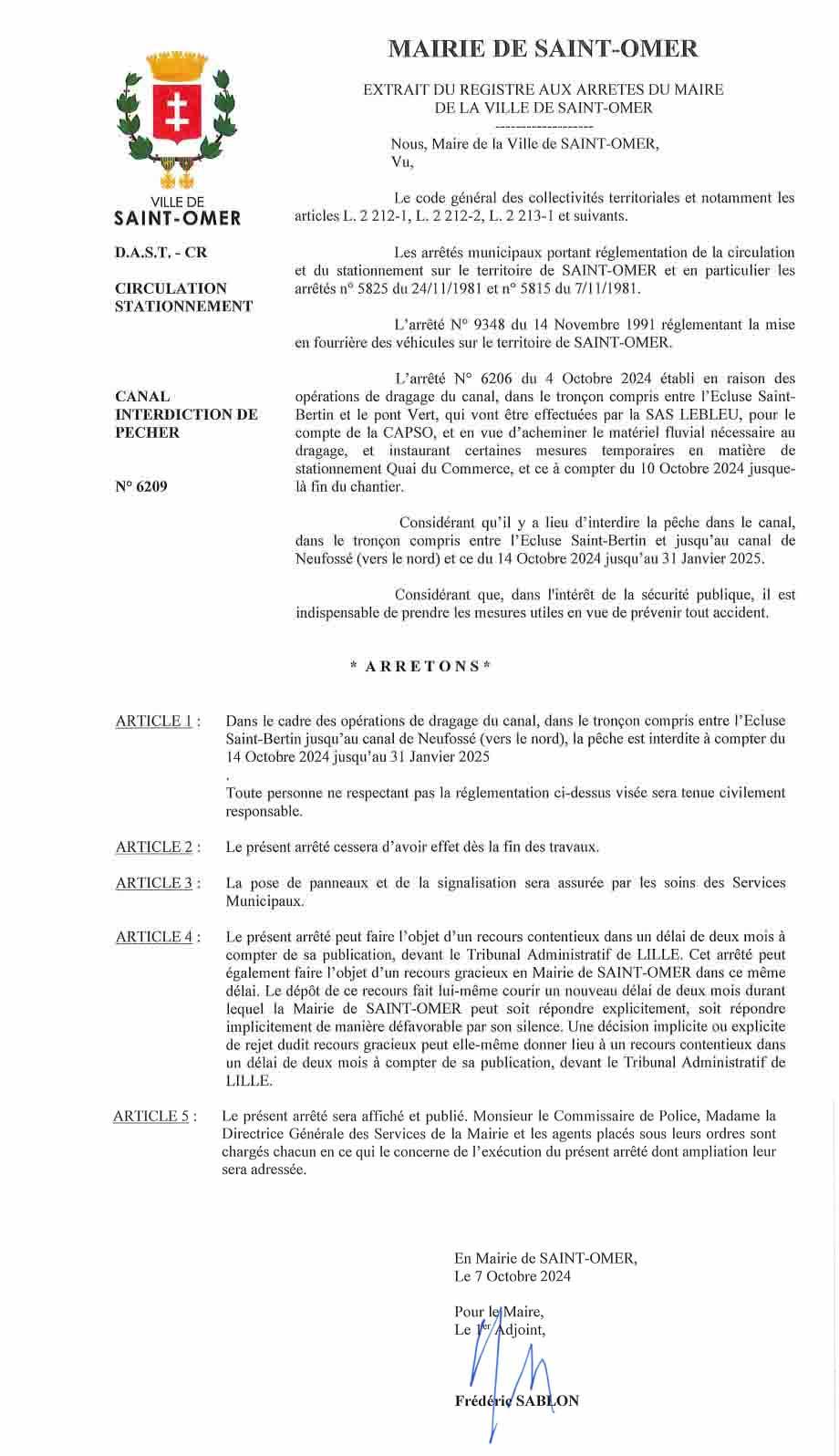 Arrete peche interdite du 14 octobre au 31 janvier 2025